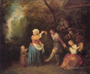  Petr Oil Painting - La Danse Champetre Jean Antoine Watteau
